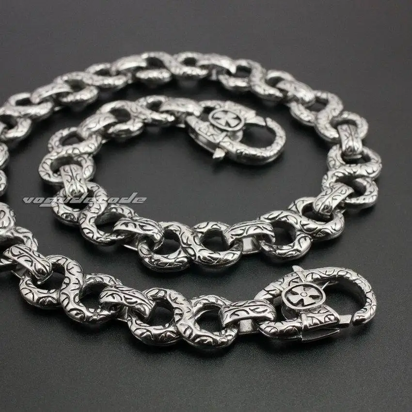 14" 36" 316l Stainless Steel Gothic Cross Mens Biker Rocker Punk