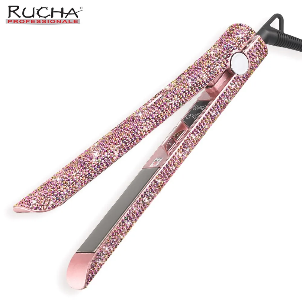 Beli Rose Emas Tangan Membuat Berkilau Berlian Kristal Berlian Imitasi LCD Digital Display Datar Besi Permata Kristal Titanium Pelurus Rambut spesifikasi Rose Emas Tangan Membuat Berkilau Berlian Kristal Berlian Imitasi LCD Digital Display Datar Besi Permata Kristal Titanium Pelurus Rambut