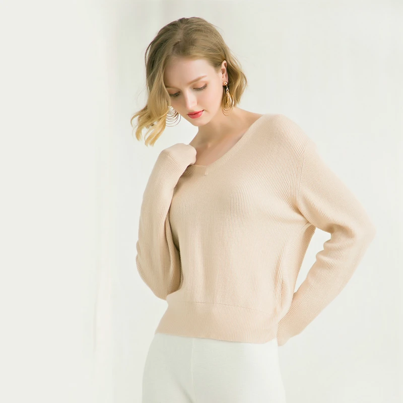 Women Sexy Sweaters Warm Pullover and Jumpers V-Neck Wool Pullover Twist Pull Jumpers Autumn 2018 Knitted Sweaters Christmas