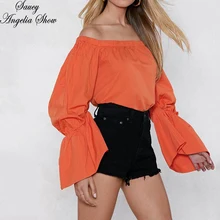 SAUCY ANGELIA Женская футболка осень Vogue сексуальные топы без бретелек оборки длинный рукав рубашка Vetement Femme Haut Camisetas повседневные футболки