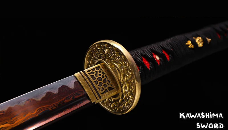 Настоящий самурайский меч ручной работы со сложенным стальным лезвием в деревянной оболочке с гравировкой полностью острый для резки японский катана