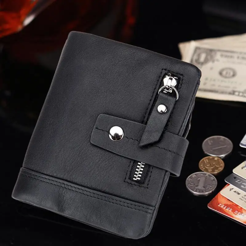 Мужской короткий кошелек из натуральной кожи, мужской деловой клатч для кредитных карт, кожаный держатель для карт, короткий кошелек