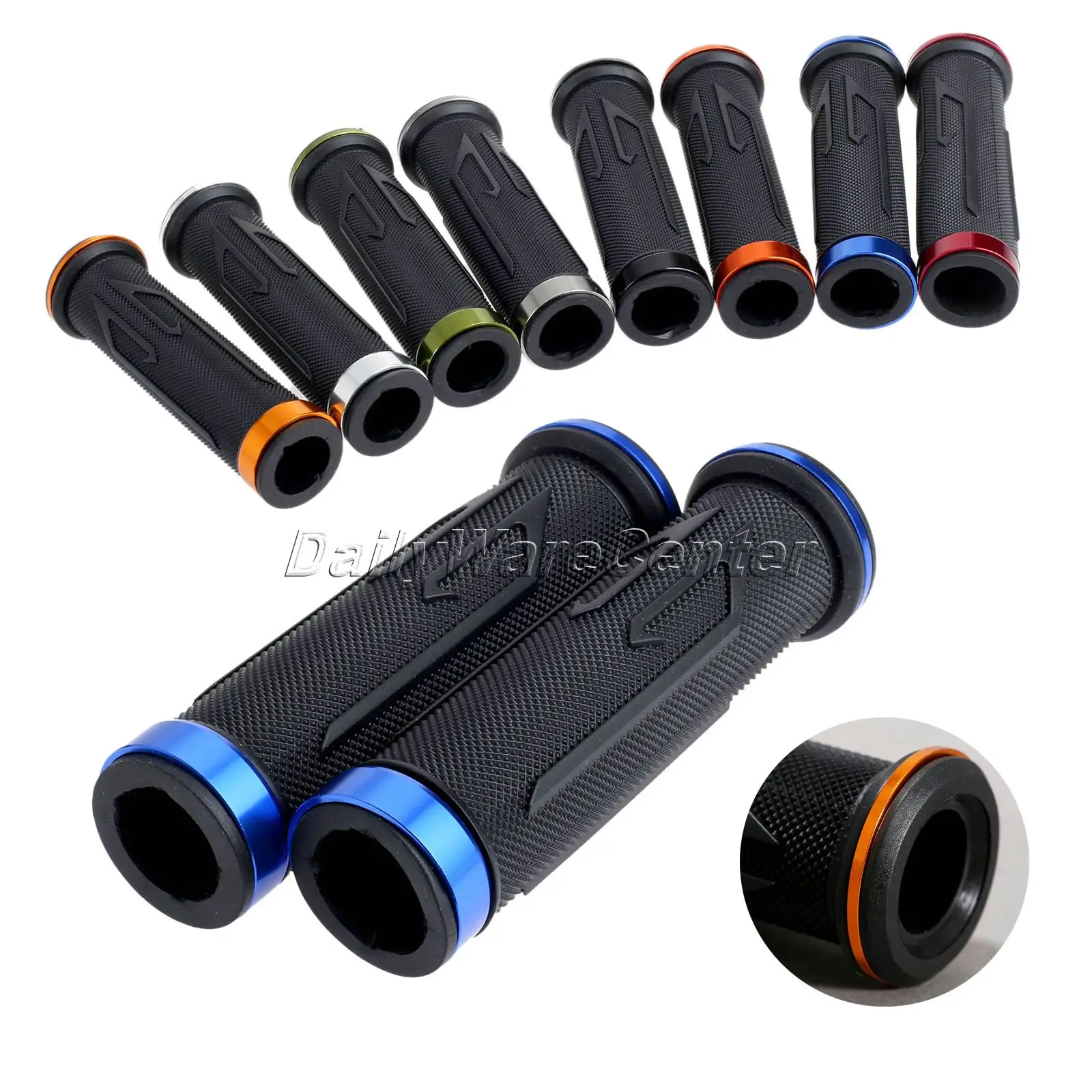 Universal 7/8Inch Motorcycle Hand Grips Arrow Rubber Gel Handlebar CNC Aluminum Handle Bar Grip