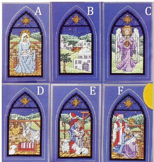 CS-432 cross stitch card Santa Claus Christmas Angel shepherd.jpg