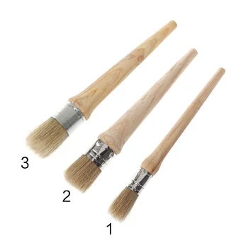 

20/25/30mm Professional Round Long Chalk Paint Wax Brush Natural Bristles Wooden Handle Painting Waxing Furniture Stencils J18