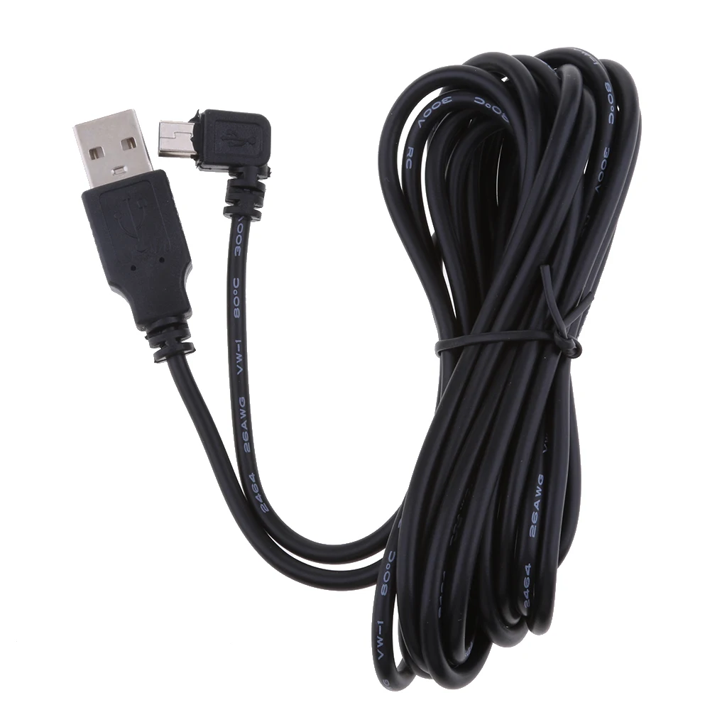 Прочный 5V 2A мини USB кабель для зарядного устройства 90 Градусов Правая головка DVR GPS