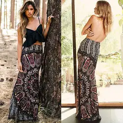 Новый Для женщин Дамы Высокая Талия летние цветочные Boho Коктейль Вечернее Длинное Макси юбка