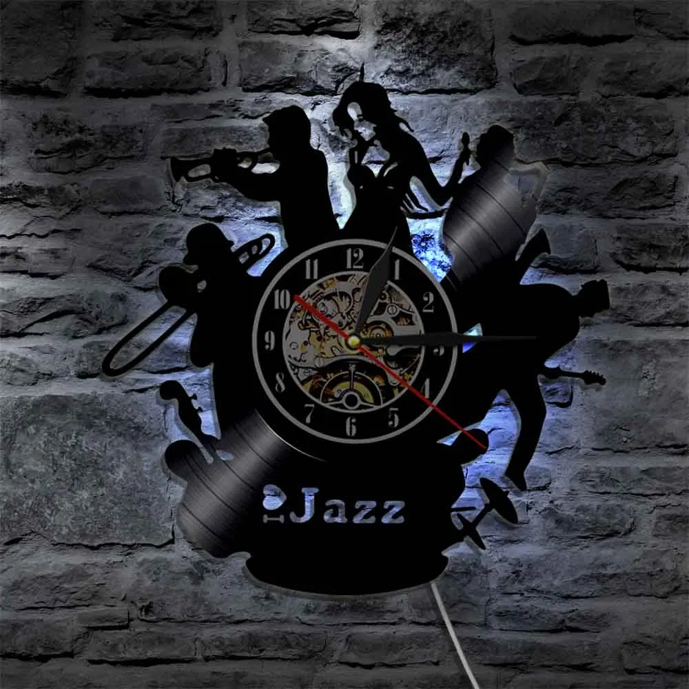 1 шт., декоративный виниловый джаз, настенные часы 1", музыкальный инструмент, светодиодная лазерная гравировка, настенные часы, подарок для любителей музыки