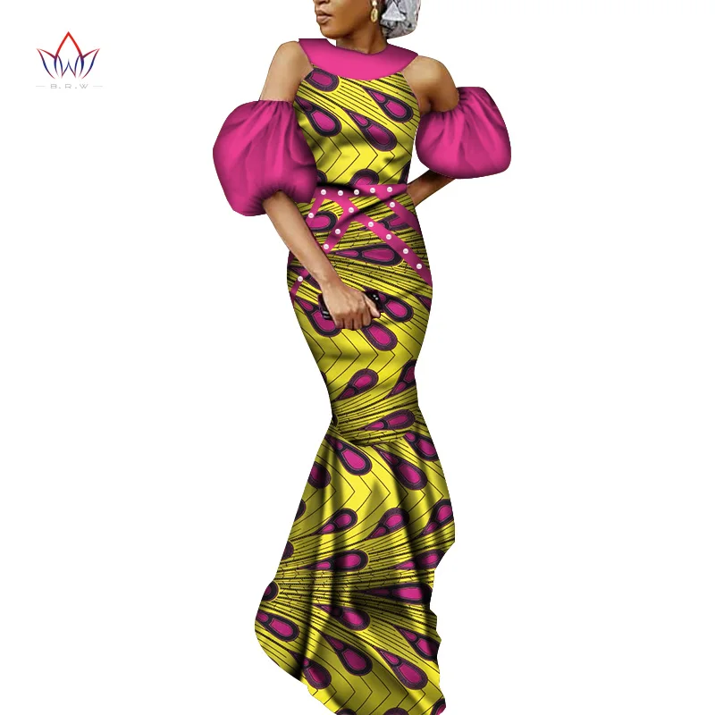 Африканское платье для женщин шнуровка на чашечках с длинным рукавом Русалка Макси платья женские большие размеры сексуальные спинки