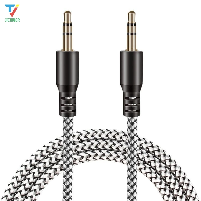 500pcs lot Jack 3 5mm Audio Cable Dragon weave Nylon Braid AUX Cable 1M Headphone Extension Code for Phone Car Headset Speaker
