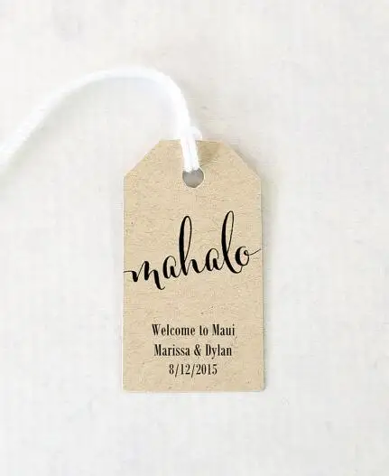 personalized printed mahalo hawaiian luau party favor tags wedding