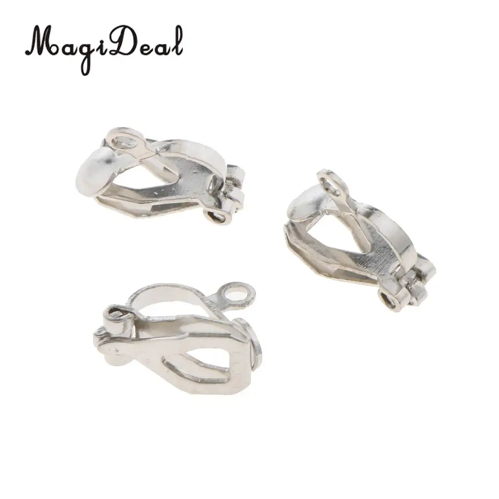 20PCS 12 x 10mm Silver Plated Metal Clip on Earring Earwire Jewelry Findings Silver Plated French Ear Wires Hoop Earring Clip 