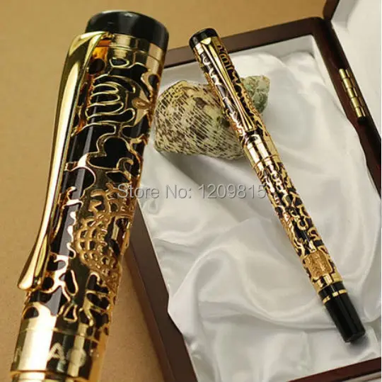 

High Quality JINHAO 5000 Black And Golden Dragon Embossed F Nib Fountain Pen Stationery School & Executive Writing Pens