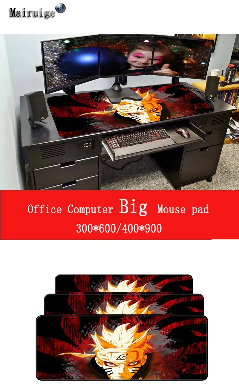  Anime Japan Naruto Print Locking Edge PC Computer Gaming Mouse Pad XXL Rubber Mat for LOL Dota 2 fo