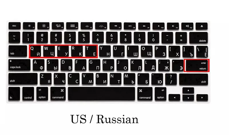 ЕС/США силиконовый чехол для Macbook Pro retina 13 15 русская клавиатура A1502 A1398 для Macbook retina 13 15 русская крышка клавиатуры - Цвет: US Black