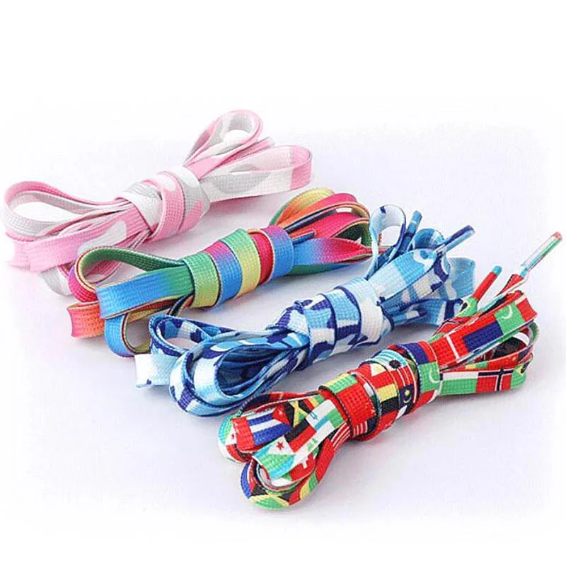 3Pairs Wholesale Fashion Colorful Girl Flat Shoeslace Sneaker Sport Shoe Fantastic Laces Colorful Rice Laces  Gradient Shoelaces