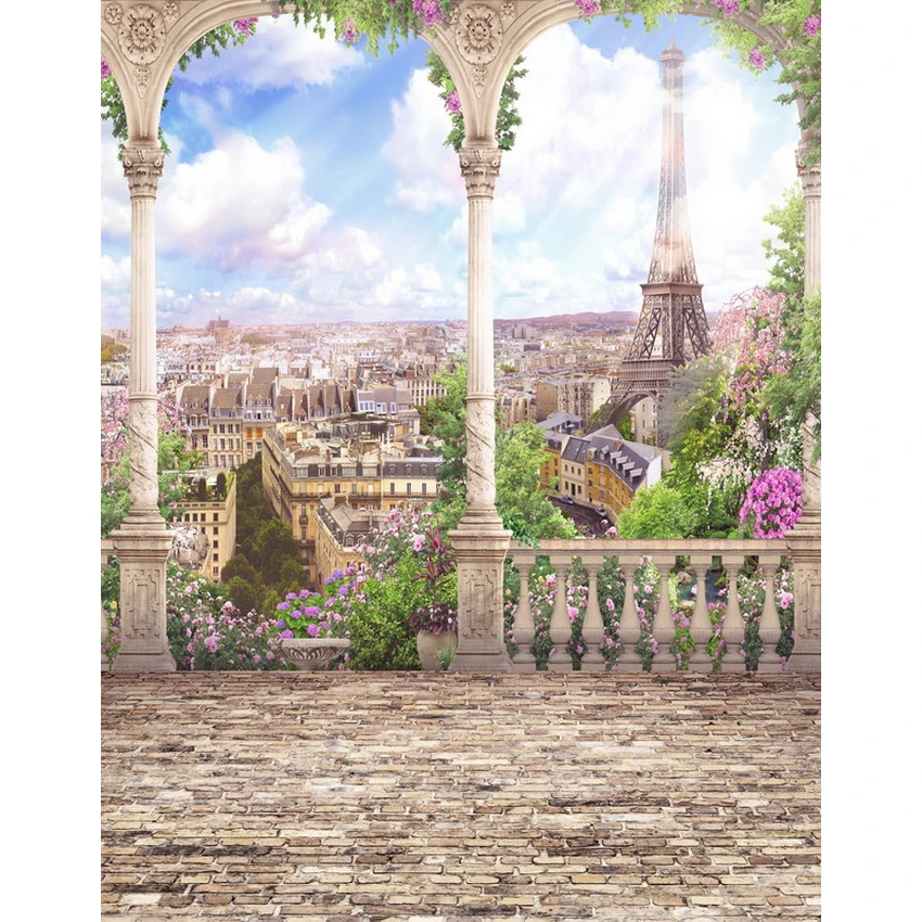 

Vinyl Photography Backdrops Vintage Castle Eiffel Tower Photo Background 5x7ft backdrops Child Photography studio fotografia