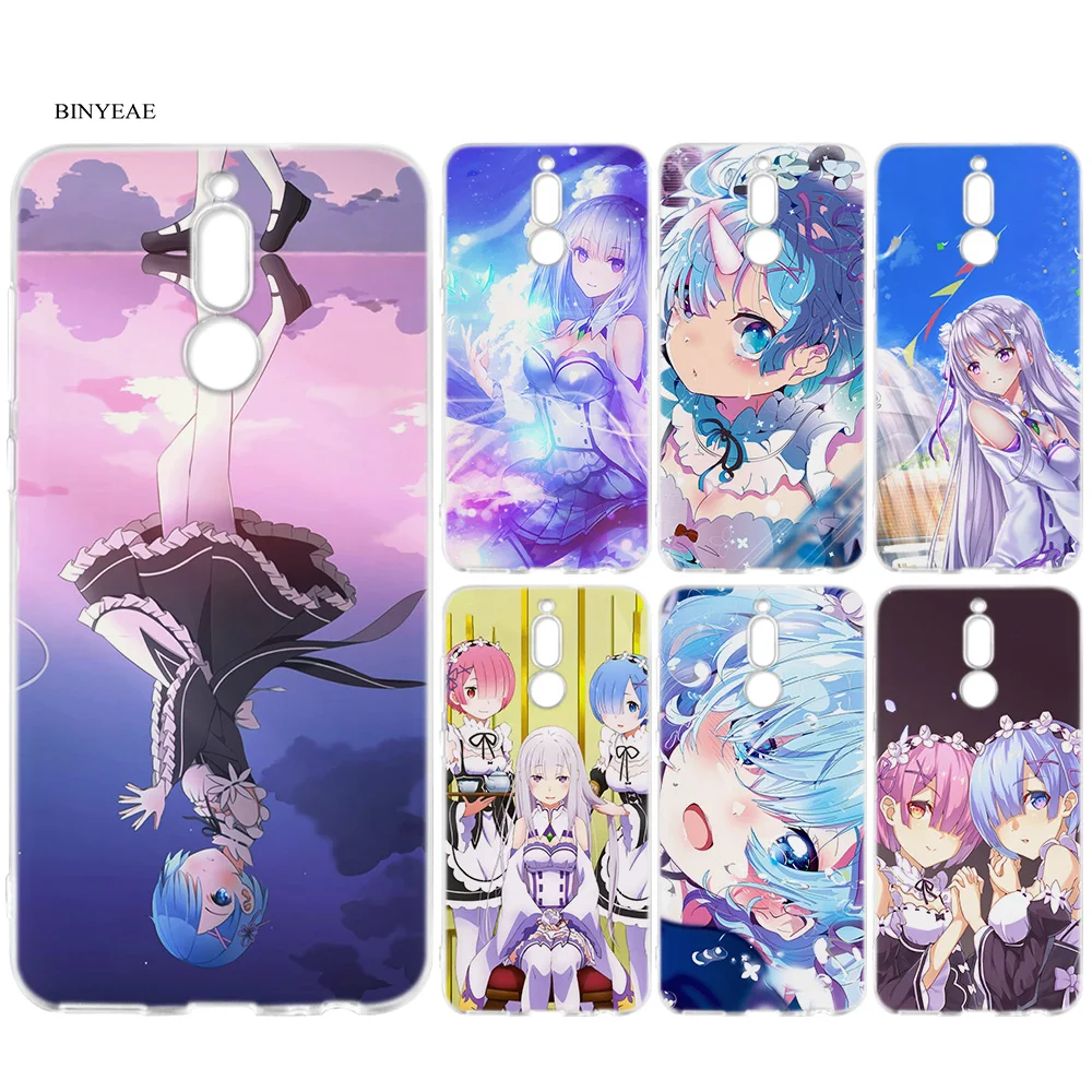 

Case for Huawei Honor 7C 7A 7S 8X 8C 9i 9N P8 P9 Y9 Lite Pro 2018 2019 Anime Rem Re Zero Emilia Cartoon Rubber Cover Coque Case