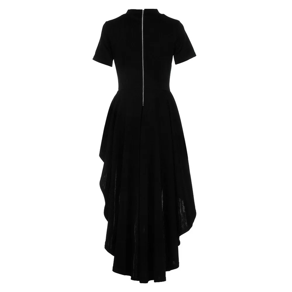 Free Ostrich Women Short Sleeve High Low Peplum Dress Bodycon Casual Party Club Dress Casual O NECK dress vestidos D0235