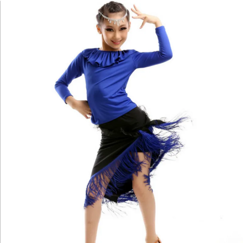 

Новые костюмы для латинских танцев; детская юбка для латинских танцев с длинными рукавами для девочек; детская Одежда для танцев; детская одежда для выступлений на сцене