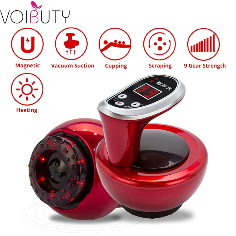 

Electric Cupping Acupoint Stimulate Body Slimming Massager 9 Gear Negative Pressure Therapy Heat Guasha Scraping Device Recharge