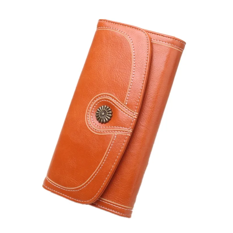 Много отделов, Женский кошелек, высокое качество, браслет, клатч, кошелек, Женский держатель для карт, кожаные женские длинные кошельки - Цвет: Orange