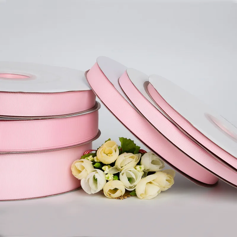 

Pink Color 5Yards Pick Size 7mm/10mm/15mm/20mm/25mm/38mm Grosgrain Ribbons For Wedding Party Decoration&DIY Gift Wrapping