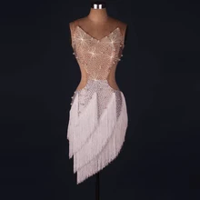 Latin Dance Dresses Women/Girls Sexy Halter Professional Latin Dancing Wear Adult Rumba Sumba Latin Competition Skirt