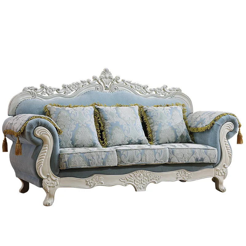 Европейский стиль мебель для гостиной тканевой мягкий диван набор 7 местный