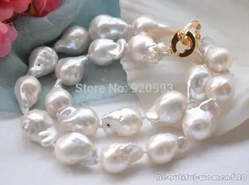 

Wholesale&FREE P&P****Lustre 17" WHITE DRIP BAROQUE KESHI REBORN PEARL NECKLACE