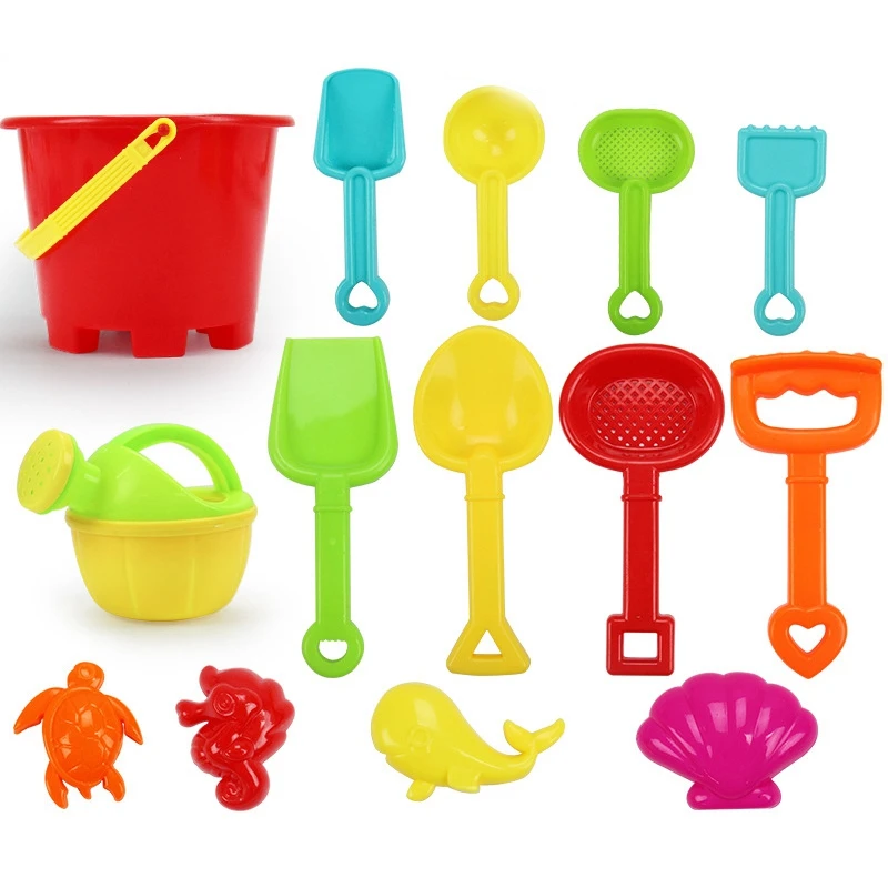 

14 sets Children's beach toy car suit baby play with sand dug tool