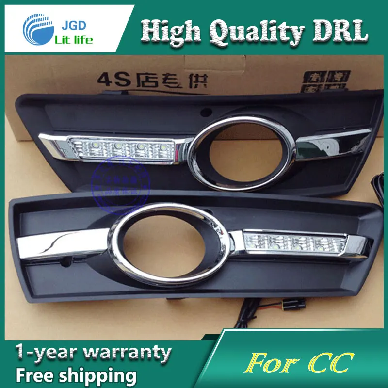 

Free shipping !12V 6000k LED DRL Daytime running light case for VW CC 2010-2013 fog lamp frame Fog light Car styling