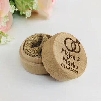 

Personalized Rustic Wedding Wooden Ring Box Holder, Custom Names and Date Wedding Ring Bearer Box,Customized Wedding Gift