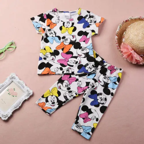 

2015 Hot New Lovely Baby Girls Kids Shiny Homewear Sleepwear Pyjamas 2pcs set 2~7Y UK