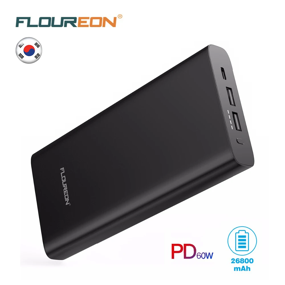 Floureon запасные аккумуляторы для телефонов 26800 мАч Quick Charge Тип C PD 60 Вт внешний аккумулятор с двумя usb-портами Быстрая зарядка внешний батарея
