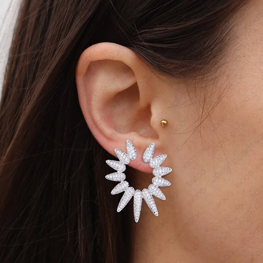 GODKI Мода Роскошные фейерверк бум серьги-гвоздики для женщин Свадебные Кристалл кубический циркон CZ Дубай Свадебные серьги Богемный Лидер продаж