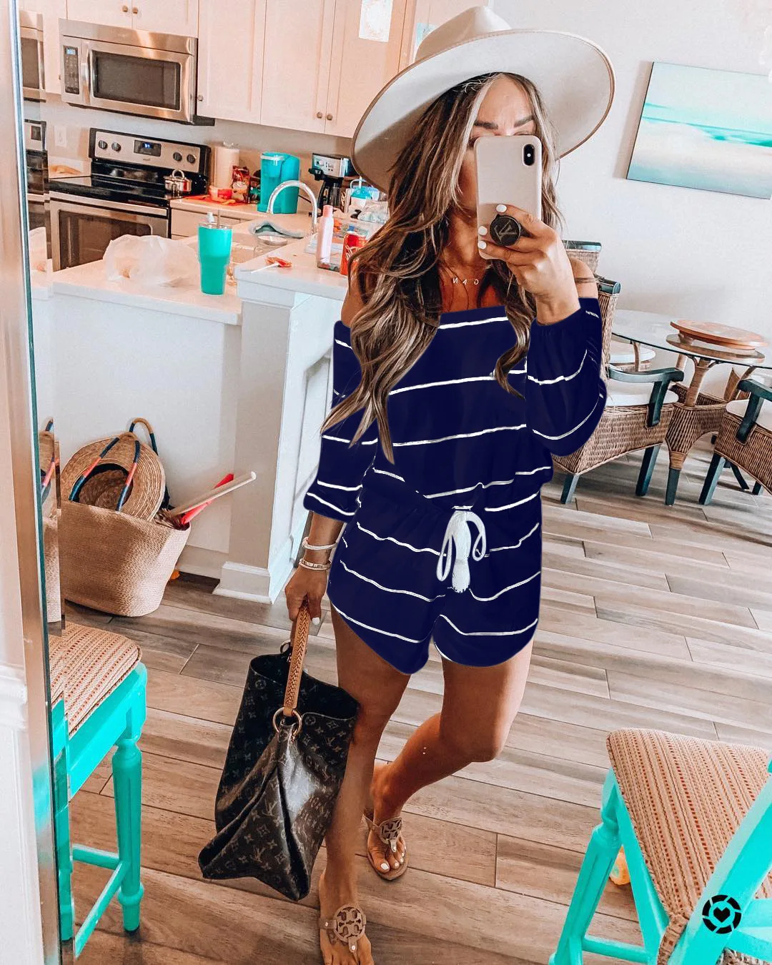 Wide Leg Belted Striped Romper Women Long Sleeve Rompers for Women Off Shoulder Playsuit Summer Jumpsuit Preppy Casual Bodysuit