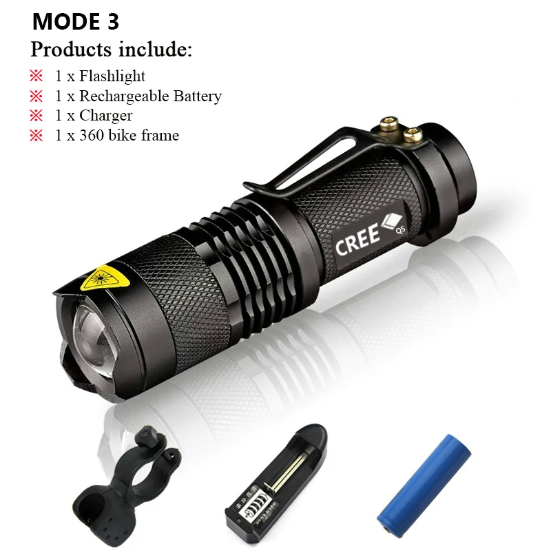 Мини-светильник-ручка cree xml t6 l2 q5 zoom flash светильник led lanterna Водонепроницаемый фонарь ues 18650 или 14500 светильник с перезаряжаемой батареей - Испускаемый цвет: MODE 3