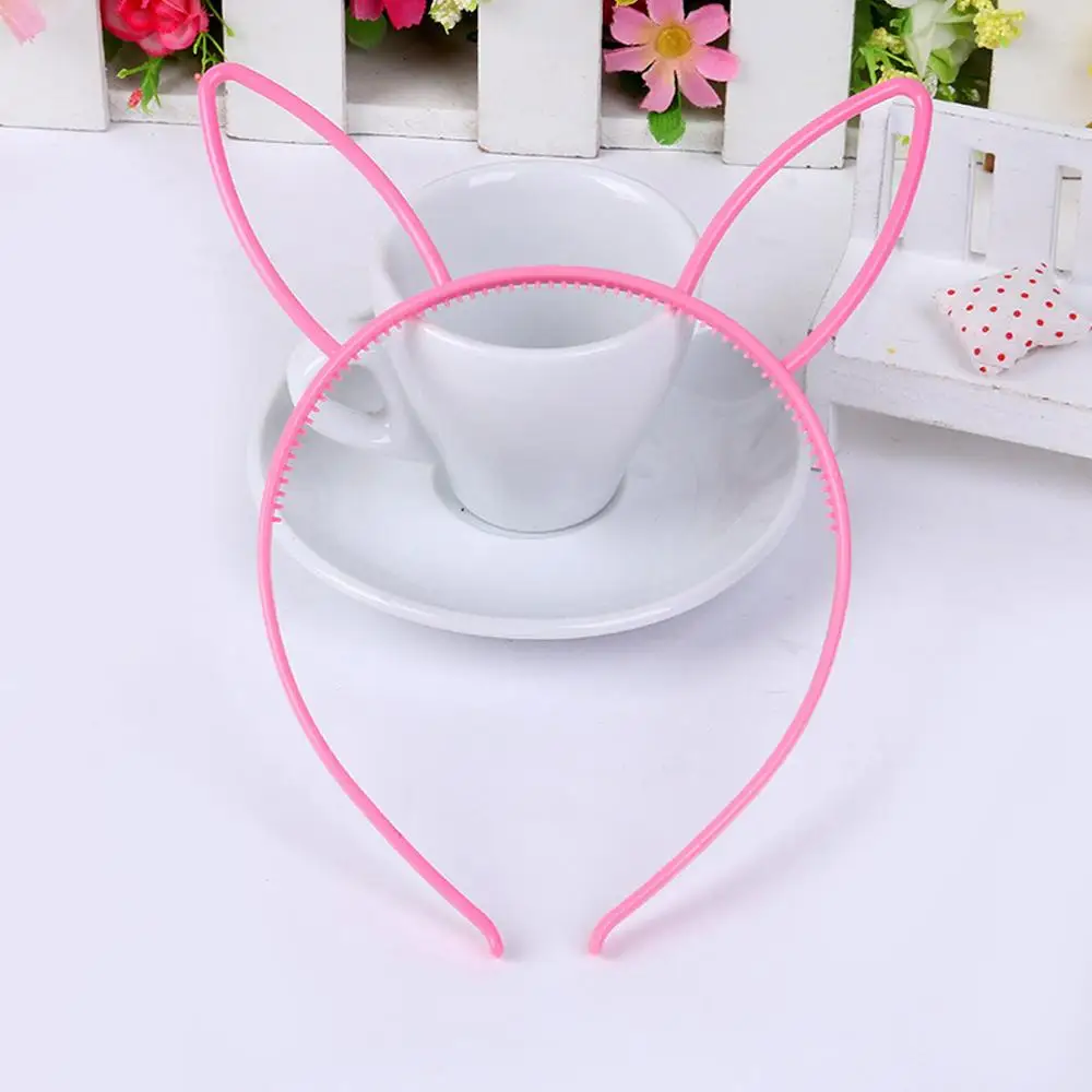 Rabbit ear E M MISM 1 шт., ободки с кошачьими ушками для девочек, корона, тиара, принцесса, с пластиковым животным, лента для волос, Бабочка, бант, аксессуары, головные уборы для девочек - Цвет: Rabbit ear E