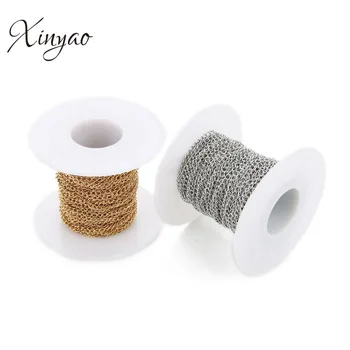 

XINYAO 10 Yard Stainless Steel Bulk Necklace Chain Gold Silver Color Extender Link Chains Diy Jewelry Making 2/2.5/3mm