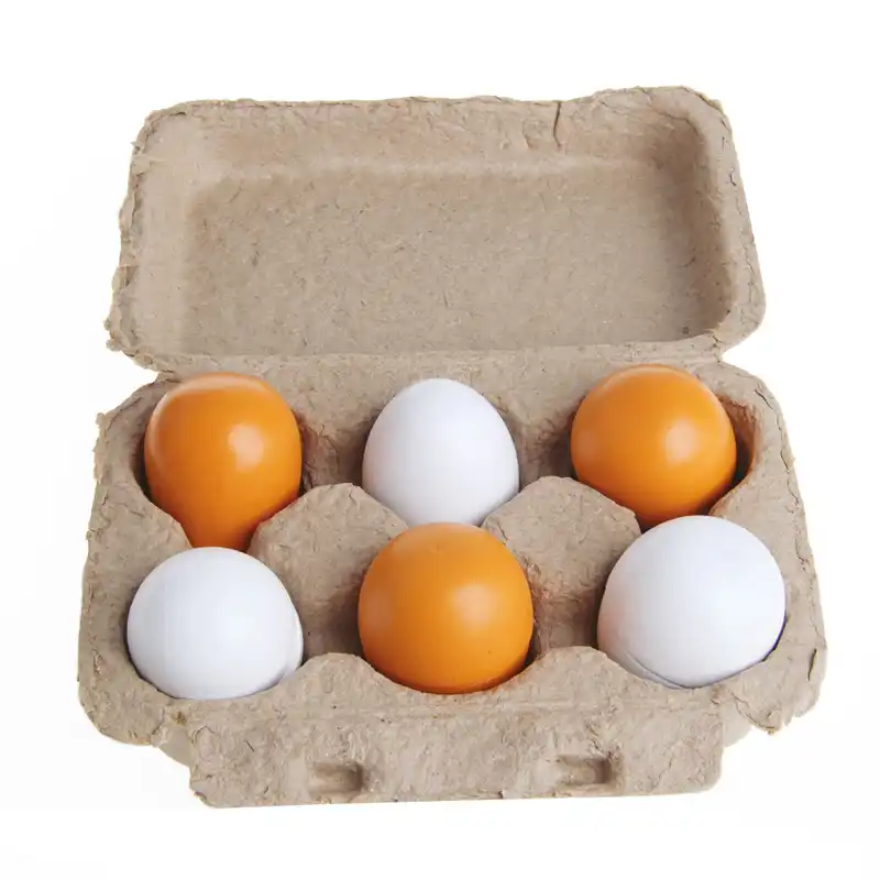 6 pcs Boy Eggs Toy Gift Wooden Yolk Pretend Play Kitchen Food Cooking Set Kids I