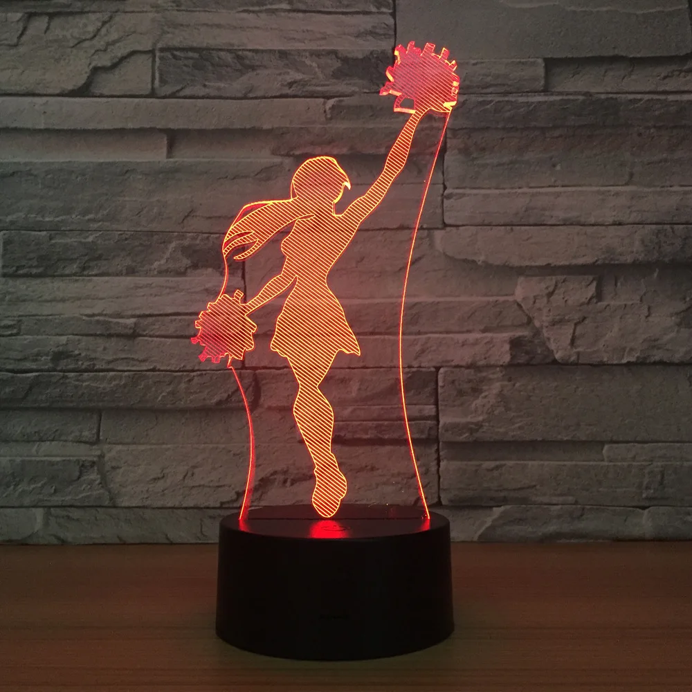 Чирлидер девочек 3D лампы холодный ночник 7 цветов визуальный Спящая бюро светодиодный лампы Home Decor приспособление Новинка команды матч