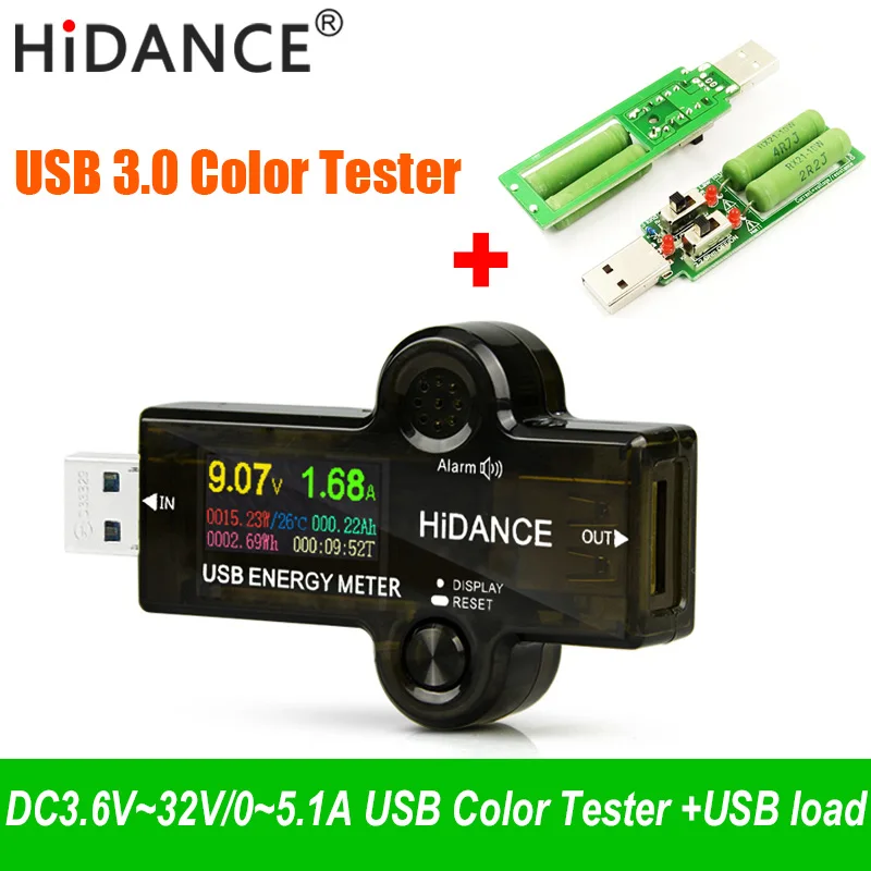 USB 3.0 اختبار الفولتميتر الحالي الجهد مقياس الألوان فولت أمبير مقياس التيار الكهربائي كاشف طاقة البطارية البنك شاحن مؤشر + usb تحميل
