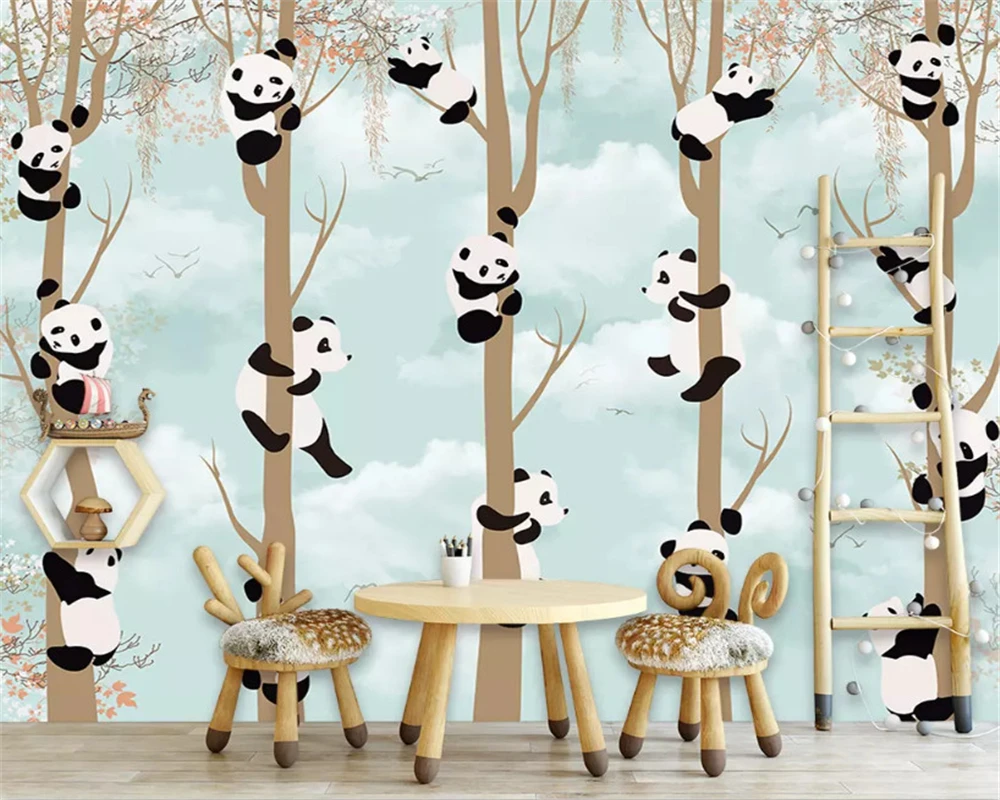 beibehang Custom fashion stereo silky wallpaper Nordic simple stereo panda children house background wall papers home decor