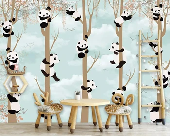 

beibehang Custom fashion stereo silky wallpaper Nordic simple stereo panda children house background wall papers home decor