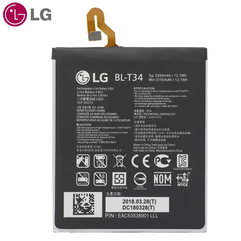 LG BL-T34 Мобильный телефон батарея для LG V30 V30A H930 H932 LS998 Замена батареи 3155 мАч большой емкости с инструментами