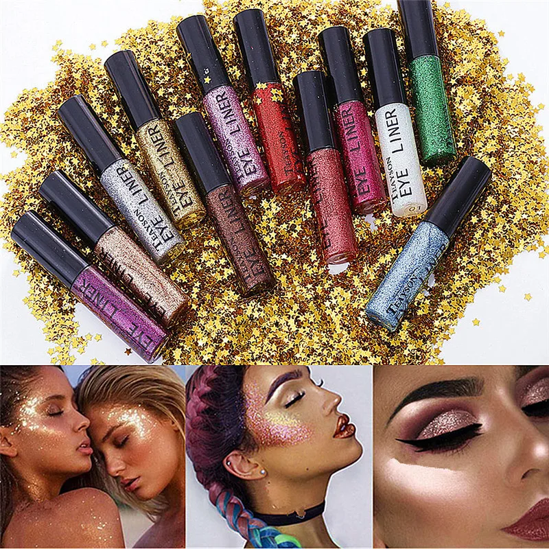 15 шт./компл. teayason бренд Сияющие Блестки с изображениями искрящихся влажным блеском карандаш-подводка для глаз 24 часа в сутки серебро фиолетовый цвет мерцающий карандаш-подводка для глаз, макияж, косметика