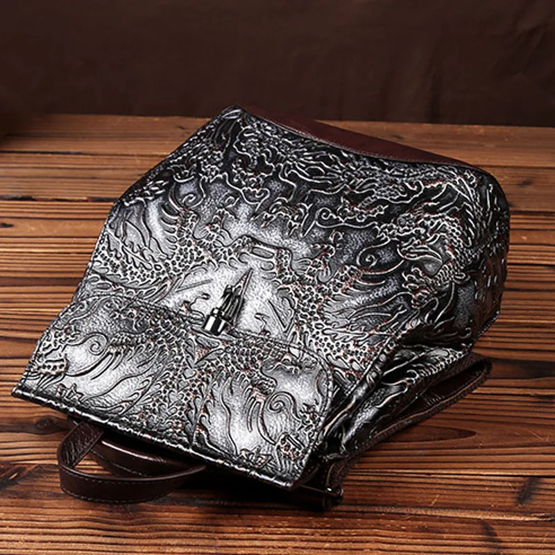 Женская винтажная сумка высокого качества из натуральной воловьей кожи с тиснением, сумка-клатч, Студенческая дорожная посылка
