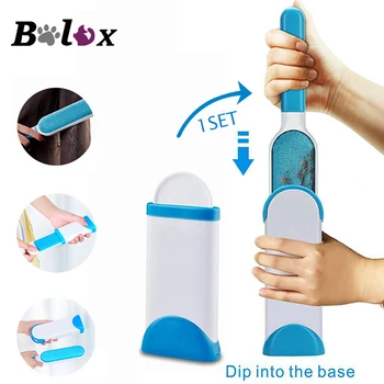 

1set Pet Hair Remover Brush Cat dog Fur Brush Base Double Device Dust Static Magic Lint Brush Cleaners Cloth cleaning tools