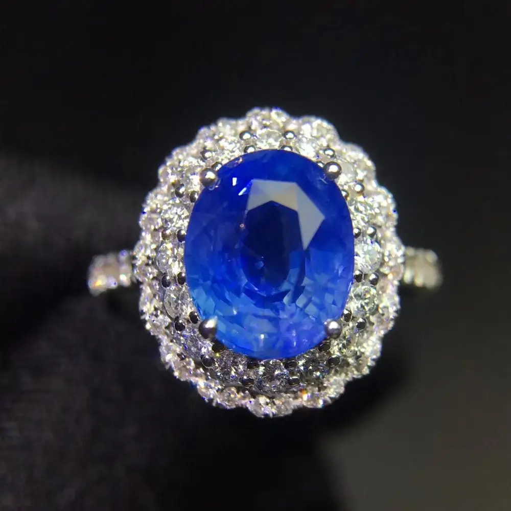 Ювелирные изделия из сапфира кольцо натуральный 3.75ct Cornflowerl драгоценный камень